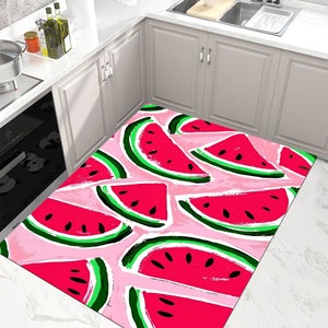Watermelon Pattern Rug, Kitchen Carpet, Fruit Décor, Modern Rug, Washable Rug, Non-Slip Rug, Runner Rug, Minimalist Rug, Fruit Pattern Rug
