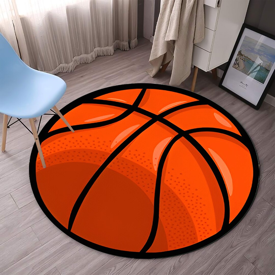 Basketball Ball Rug, Round Rug, Sports Rug, NBA Fan, Modern Rug ...