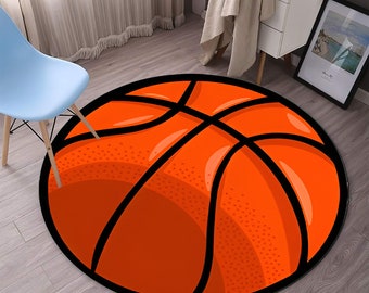 Basketball Ball Rug, Round Rug, Sports Rug, NBA Fan, Modern Rug, Popular Rug, Custom Rug, Area Rug, Salon Rug, Living Room Rug, Popular Rug