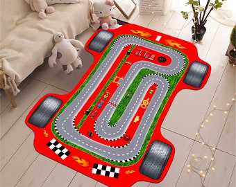 Race Car Rug,Red F1 Car,Race Track Rug,Formula 1 Rug,Kids Room Rug,Baby Room Decor,Popular Rug, Nursery Rug,Gift For Kids,Non-slip Rug