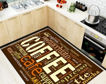 Coffee Patterned Rug,Kitchen Rug,Coffee Rug,Kitchen Decor,Living Room Decor,Design Rug,Area Rug, Rug for Kitchen,Special Kitchen Rug
