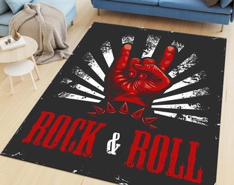 Rock N Roll Rug, Heavy Metal Rock Rug, Guitar Rug, Music Lovers Rug, Rock n Roll Rug, Rock'n Roll, Musical Decor