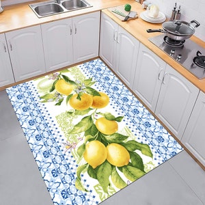 Lemon Rug,Lemon Slice Rug,Kitchen Rug, Non Slip Kitchen Rug, Washable Kitchen Rug, Printed Carpet, Modern Rug, Decorative Rug