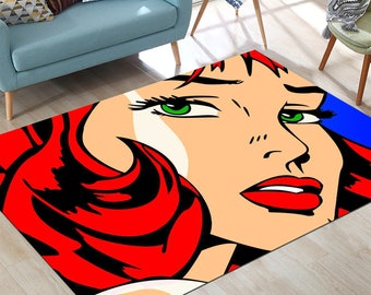 Pop Art Rug, Colourful Women Rug,Modern Art Rug,Home Decoration Rug, Housewarming Gift, Floor Rug, Area Rug, Iconic Rug, Colourful Rug