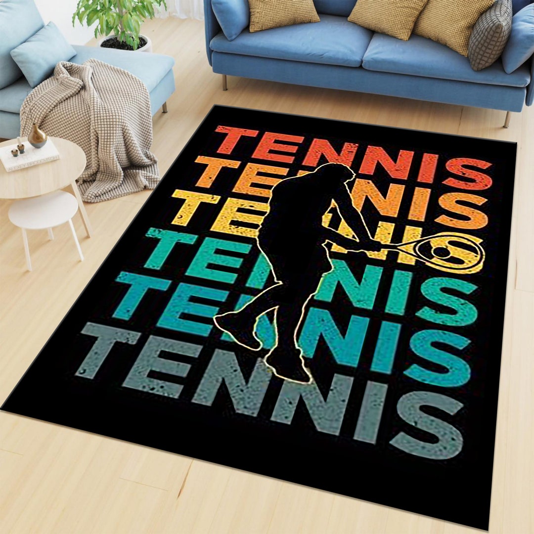 Tennis Coloured Rug Tennis Rug, Sports Rug, Tennis Fan, Modern Rug, Popular Rug, Custom Rug ...