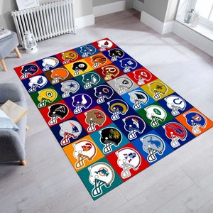 American Football Rug,Football Helmet Rug,Sports Rug,Area Rug,Gift For Him, Football Decor,Minimalist Rug,Colourfull Rug,Kids Room Rug