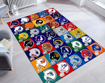 American Football Rug,Football Helmet Rug,Sports Rug,Area Rug,Gift For Him, Football Decor,Minimalist Rug,Colourfull Rug,Kids Room Rug