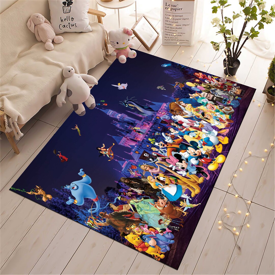 Esty Rugs Characters Mixed Cartoon Rug,cute Characters Rug, Minimalist Rug, Kids Rug, Kids ...