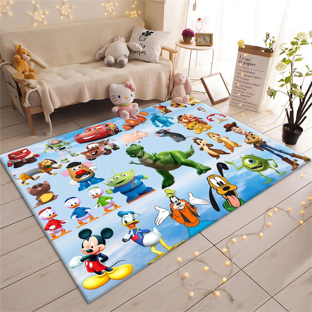 Cartoon Characters Rug, Mix Characters Rug, Popular Cartoon Rug, Kids ...