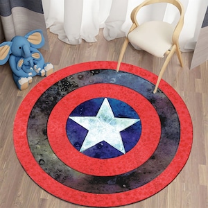 Captain America Rug, Captain America Shield, Round Rug, Super Hero Logo Rug, Captain America Round Rug, Movie Rug, Durable Rug, Gift Rug