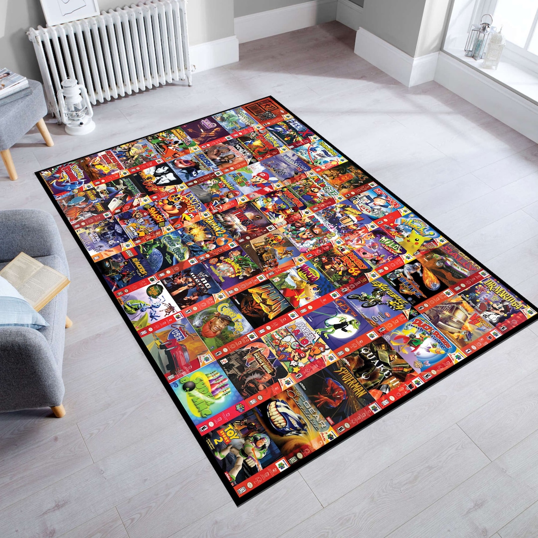 Retro Realistic 90s Arcade and Theater Style Area Rug, Living Room Rug ...