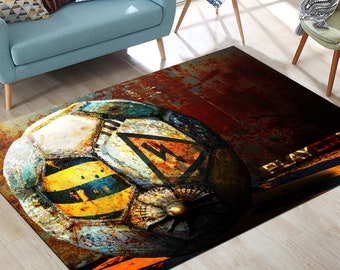 Football Ball Rug,Football Rug,Sports Rug,Dander Rug,Area Rug,Gift For Him, Football Decor,Minimalist Rug,Colourfull Rug,Kids Room Rug