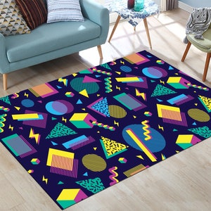 Arcade Rug, Game Room Decor,Colorful Rug,Game decor,Abstract Area Rug, Game Room Rug, Bowling Alley Carpet, Geometric Rug