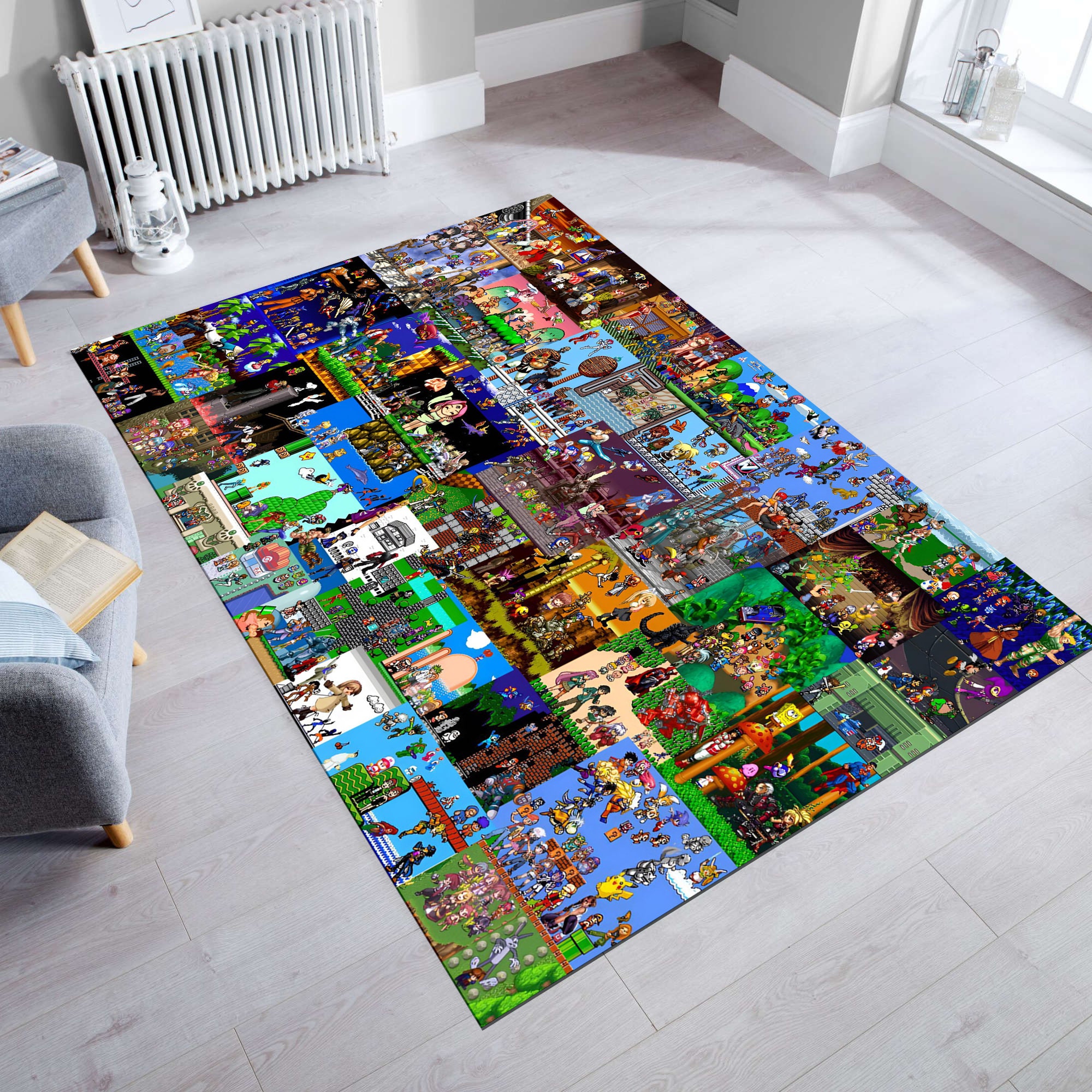 Large Rugs Game Retro Games Rug,game Rug,gaming Rug,colorful Rug,play Room Rug,game ...