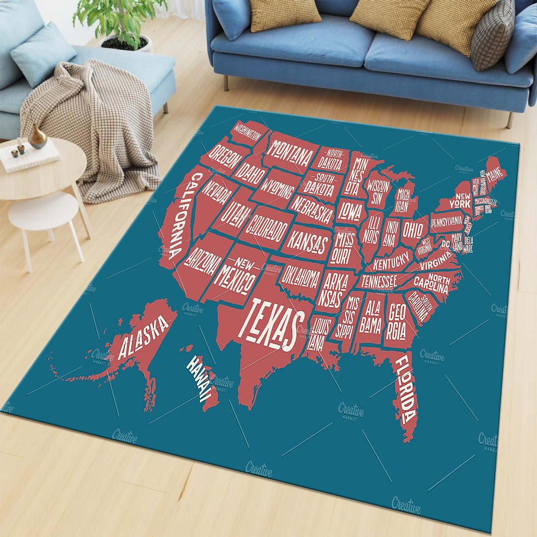 United States Map Rug, United States Map Home Decor, United States of