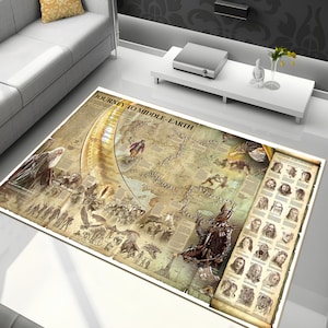 Herr der Ringe, Kartenteppich, Erdkartenteppich, Saloon-Teppich, Erdteppich, personalisierter Teppich, Bereichsteppich, Reise zur Mitte, LOTR-Teppich, Filmdekor,