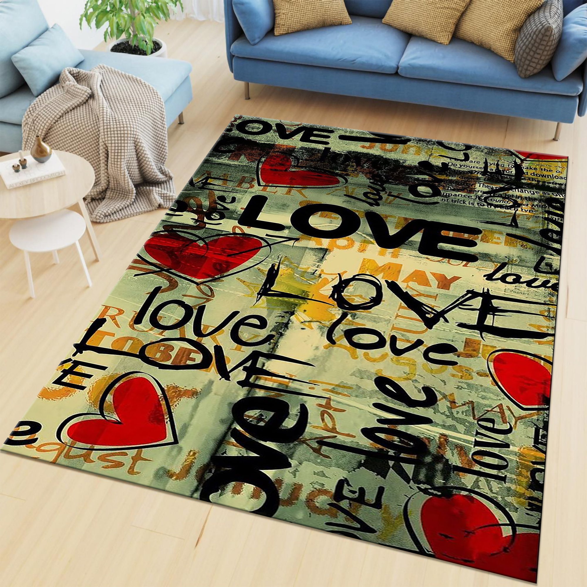Love Rug, Lovely Rug, Gift Rug for Girlfriend, Gift Rug Love, Love Themed Decoration, Living Room Rug