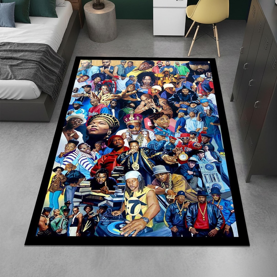 Hip Hop Legends Rug, Rappers Collage Area Rug, Old School Rap Stars ...