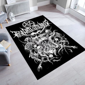Satanic Rug, Dark Carpet, Horror Decor, Horror Devil Rug, Gothic Rug, Area Rug, Minimalist Rug, Custom Rug, Personalized Rug,Popular Rug
