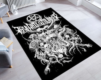 Satanic Rug, Dark Carpet, Horror Decor, Horror Devil Rug, Gothic Rug, Area Rug, Minimalist Rug, Custom Rug, Personalized Rug,Popular Rug