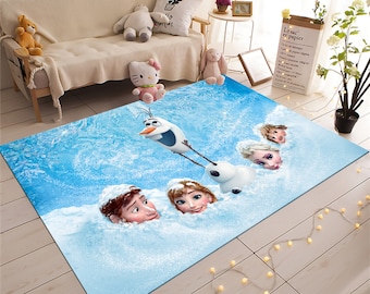 Elsa and Anna Rug: Frozen Rug, Kids Room Decor, Non-Slip, Washable , Customizable