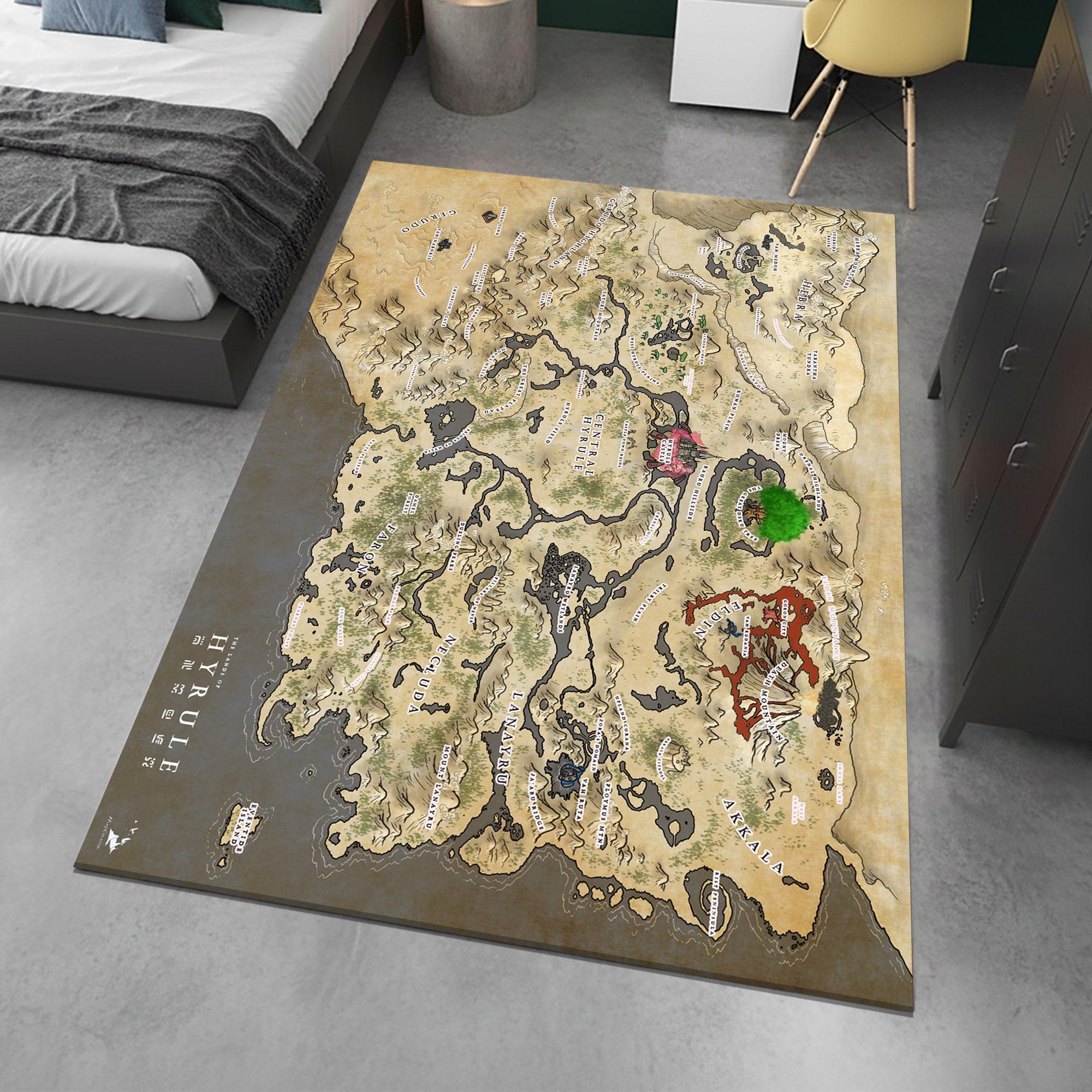 Hyrule Map Rug, Legend of Zelda, Game Room Decor, Online Game, Popular ...