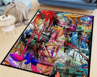 Colourful  Rug,Modern Art Rug,Home Decoration Rug, Housewarming Gift, Floor Rug, Area Rug, Iconic Rug, Colourful Rug