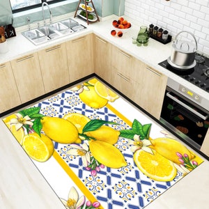 Lemon Rug,Lemon Slice Rug,Kitchen Rug, Non Slip Kitchen Rug, Washable Kitchen Rug, Printed Carpet, Modern Rug, Decorative Rug
