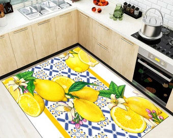 Lemon Rug,Lemon Slice Rug,Kitchen Rug, Non Slip Kitchen Rug, Washable Kitchen Rug, Printed Carpet, Modern Rug, Decorative Rug