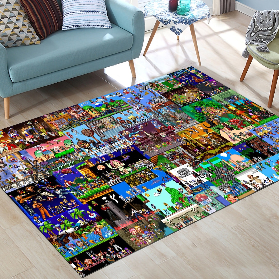 Retro Games Rug,game Rug,gaming Rug,colorful Rug,play Room Rug,game