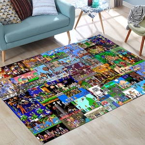 Retro Games Rug,Game Rug,Gaming Rug,Colorful Rug,Play Room Rug,Game Decor,Custom Rug,Retro Gaming,Arcade Game Rug, Area Rug,Gaming Gifts
