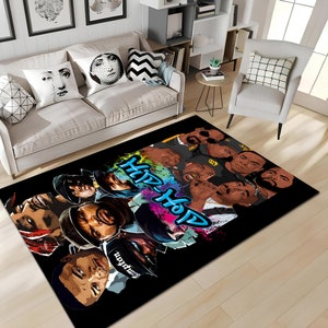 Hip Hop Legends, Hip Hop Lover, Fan Gift, Rap Legends Rap stars Collage Rappers Rug, Music Rug, Music Room Rug, Rap Stars Collage