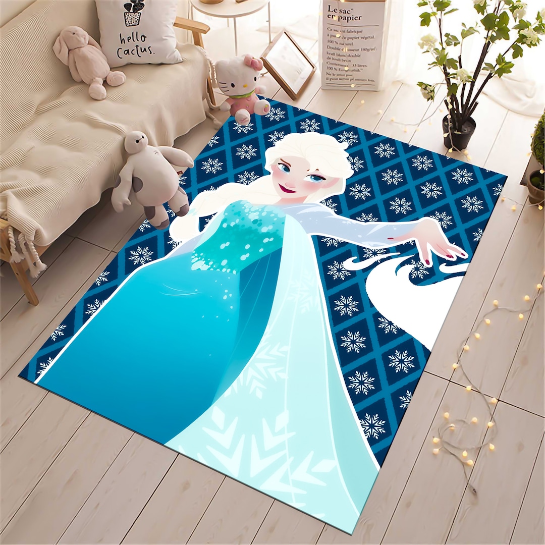 Elsa Round Rug Elsa Rug: Blue Kids Room Decor, Personalized Nursery Rug - Etsy