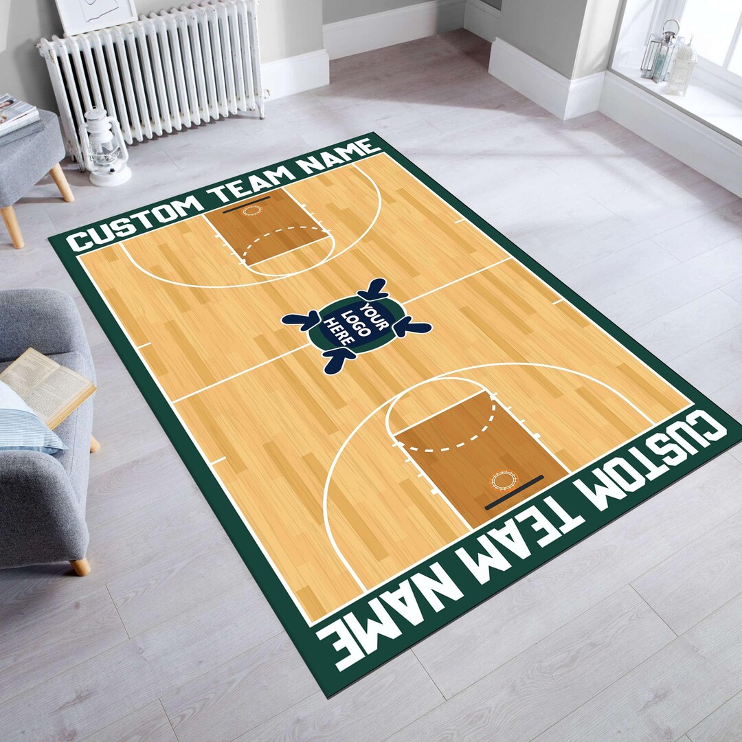 Basketball Area Rug: Modern Sports Fan Decor, Non-slip, Washable ...