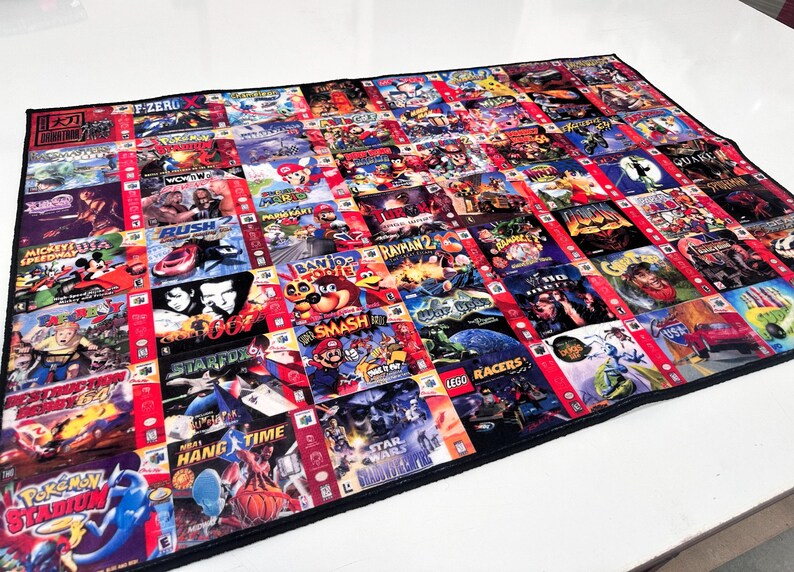 Retro Realistic 90s Arcade and Theater Style Area Rug, Living Room Rug ...