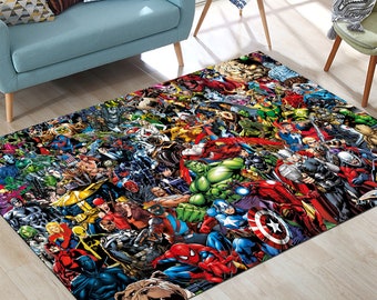 Tappeto Spiderman, tappeto Thor, tappeto Capitan America, tappeto Hulk, tappeto Iron Man, tappeto per cameretta bambini, tappeto per soggiorno, tappeto antiscivolo, tappeto per arredamento casa