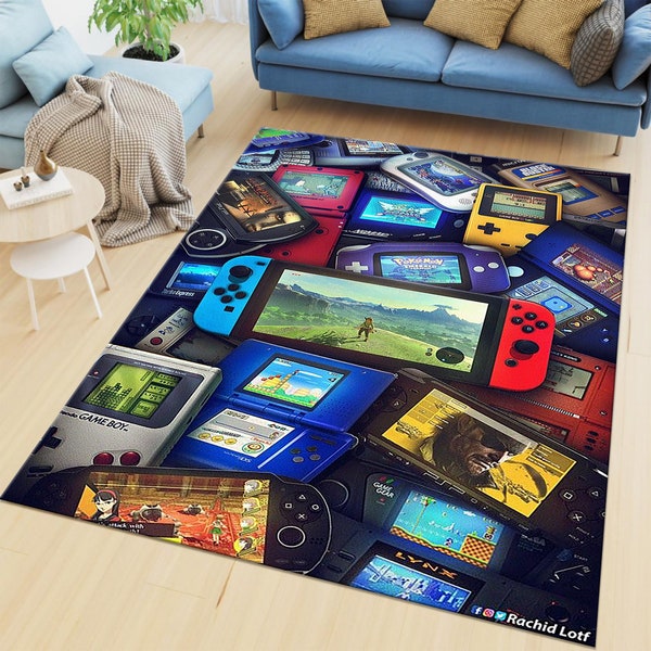 Popular Game Rug,Gamer Carpet, Gaming Carpet, Custom Carpet, Minimalist Rug , Personalized Rug ,Game Lover Gift, Game Area Rug,Black Rug