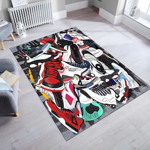 Alfombra de zapatillas, alfombra de zapatos, alfombra de habitación de zapatillas, alfombra de área, alfombra de zapatillas mixtas, zapatillas geniales, alfombras modernas, alfombra de habitación increíble, alfombra de habitación para niños