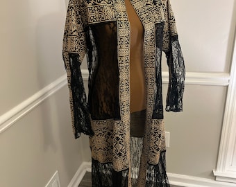 Open coat Abaya Palestinian Tatreez Embroidered