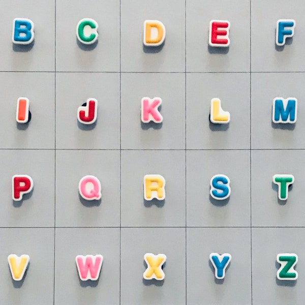 Multicolor Letters with White Background Shoe Charms Compatiable With Crocs and Croc Like Product 