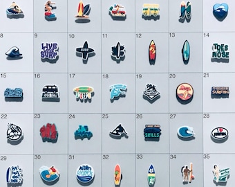 Surfing Surfer Surf Beach Ocean Shoe Charms Compatiable With Crocs and Croc Like Product