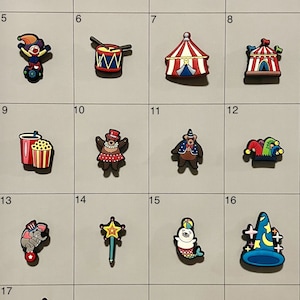 Circus Carnival Clown  Magic Magician Themed Shoe Charms