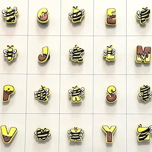 Adornos para zapatos con letras con temática de miel y abejas