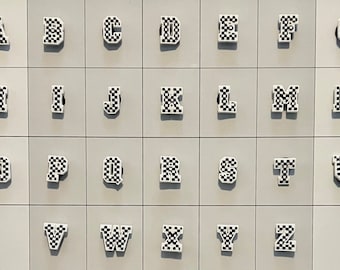 Black and White Checkered Checker Board Letter and Number Shoe Charms