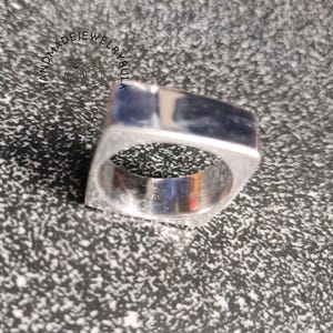 Silver Square Band Ring Geometric Cube Ring 925 Sterling Silver Square ...