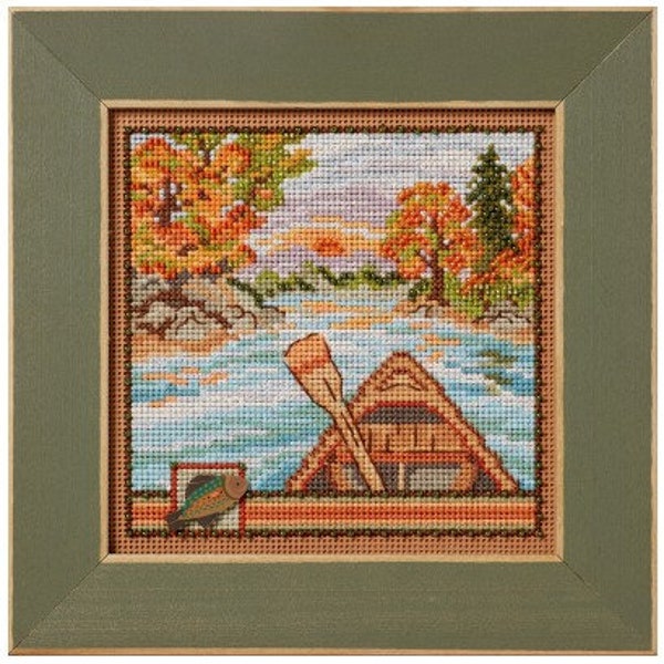 Canoe Ride - Buttons & Beads Autumn Series - Mill Hill Kit - Counted Cross Stitch Bead Kit with Button