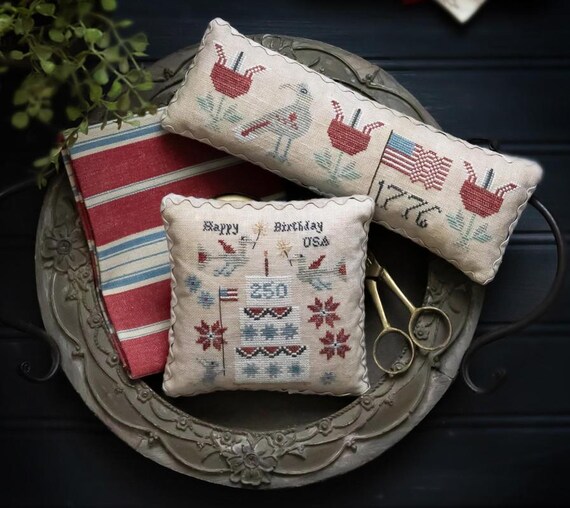 Happy Birthday USA - Plum Street Samplers - Cross Stitch Chart - Pattern Only