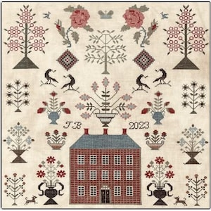 Red Manor Sampler - The Scarlett House - Cross Stitch Chart - Pattern Only