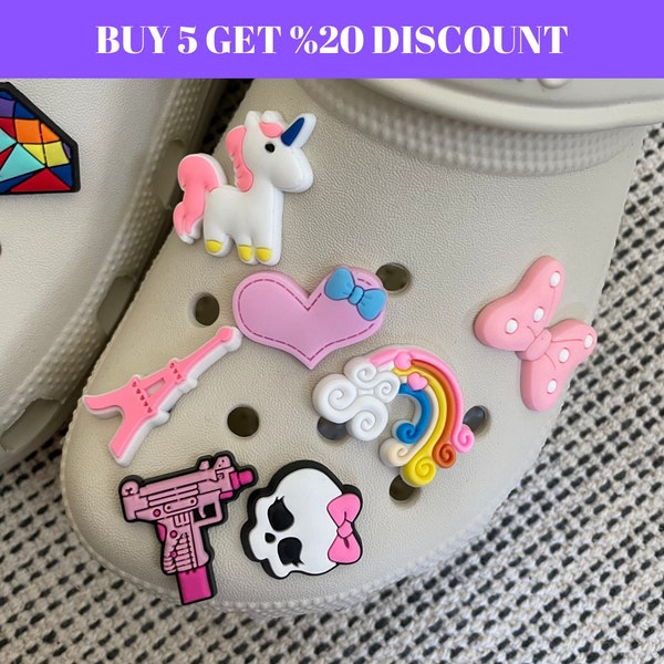 Pink Crocs Jibbitz, Colour Charm Jibbitz, Women Cute Crocs Charm, Colourful Jibbitz Charm, 19 pc, Jibbitz for Crocs Charm, Accessories