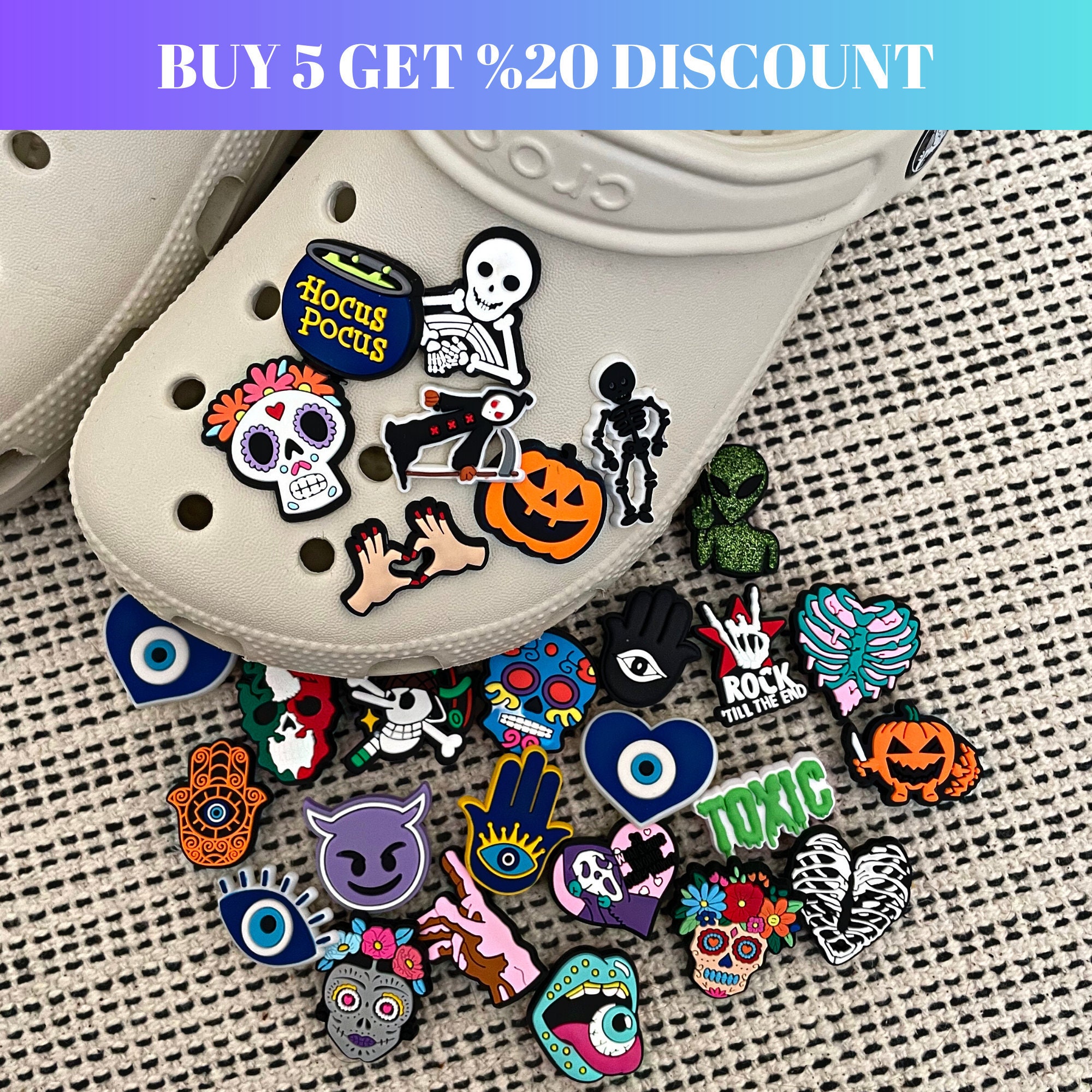 24pc Lot of Scary Character Shoe Charms for Crocs Clogs: Ghostface Chucky &  Mor